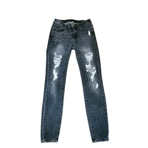 Judy Blue Skinny Fit Black  Distressed Jeans Womens Size 5/27